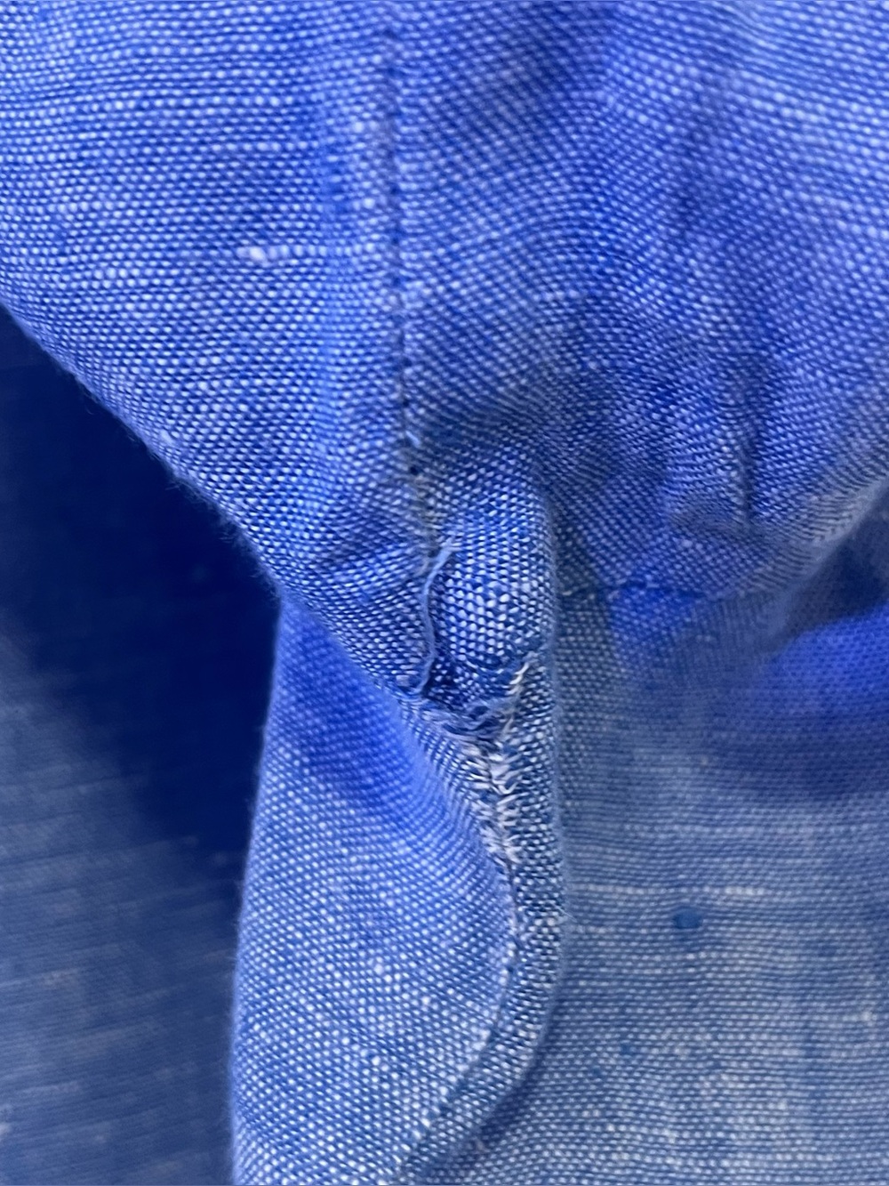 J McLaughlin Rashell Linen Blouse Blue Split V-Neck Puff Lantern Sleeve Top L - Picture 7 of 9